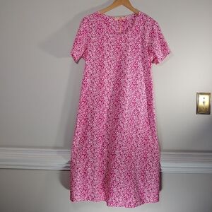 La Cera Fuchsia Floral Sundress A-line Short Sleeve 100% cotton S